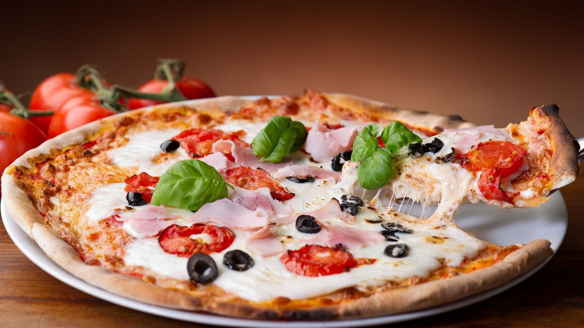 Pizza meal olives cheese tomatoes 1080x1920