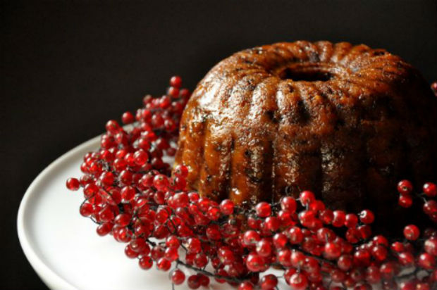 Plum pudding on plate