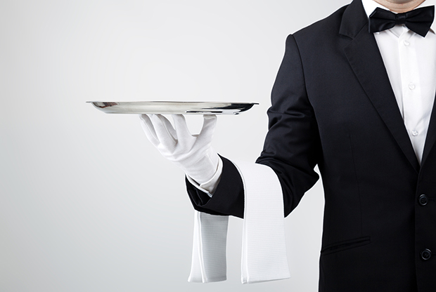 Bigstock waiter holding empty silver tr 42965686