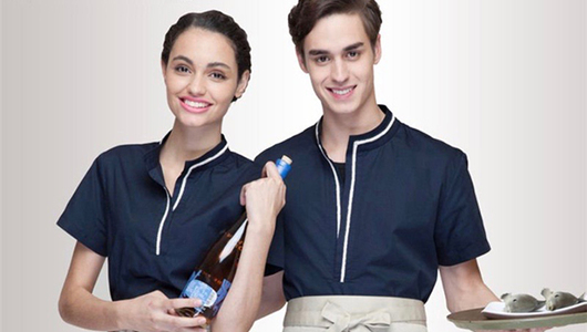 Feed wholesale retail checkedout custom logo chef uniforms men women waiter uniforms work wear dark blue cocinero  1 
